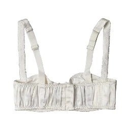White Silk Satin Underwire Bra Semi Pad Underwear