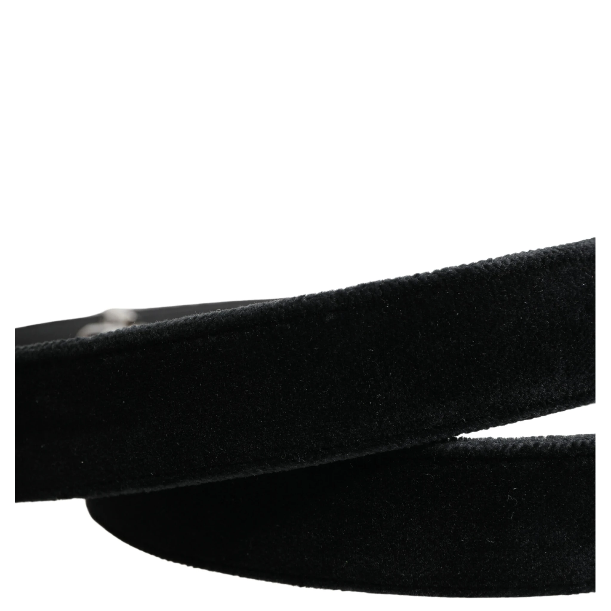 Black Suede Silver Tone Metal Buckle Men Belt
