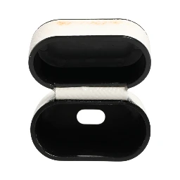 White Calf Leather Logo Flip Holder Strap Airpods Case