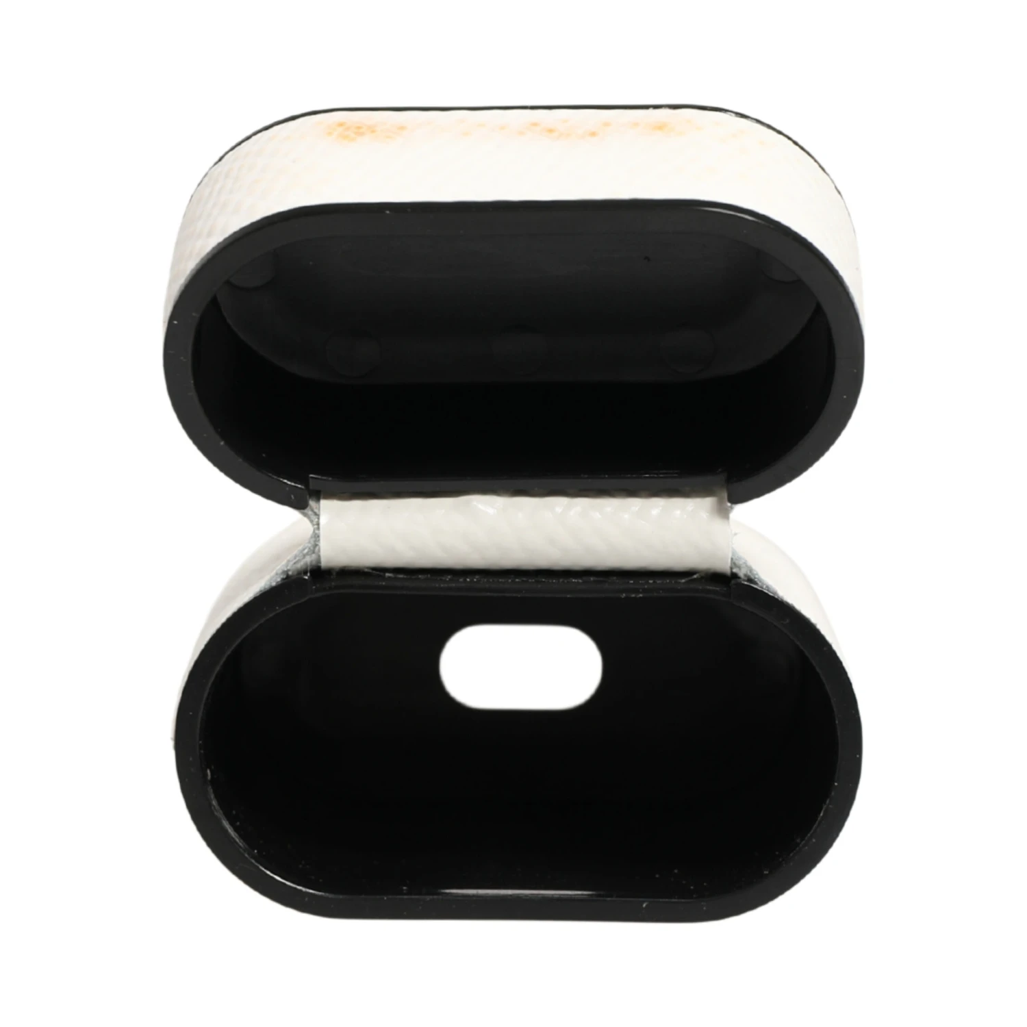 White Calf Leather Logo Flip Holder Strap Airpods Case