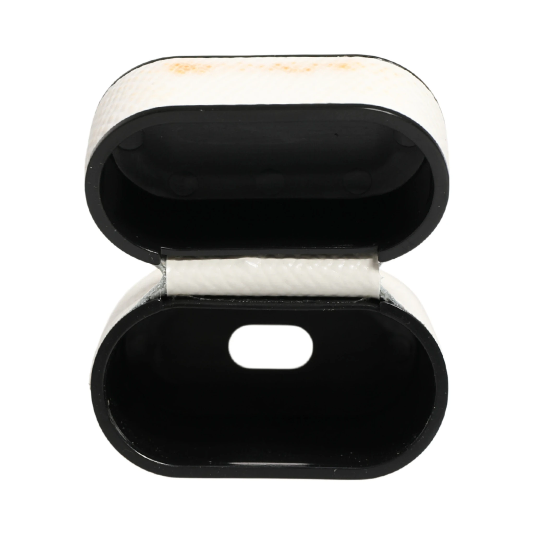 White Calf Leather Logo Flip Holder Strap Airpods Case