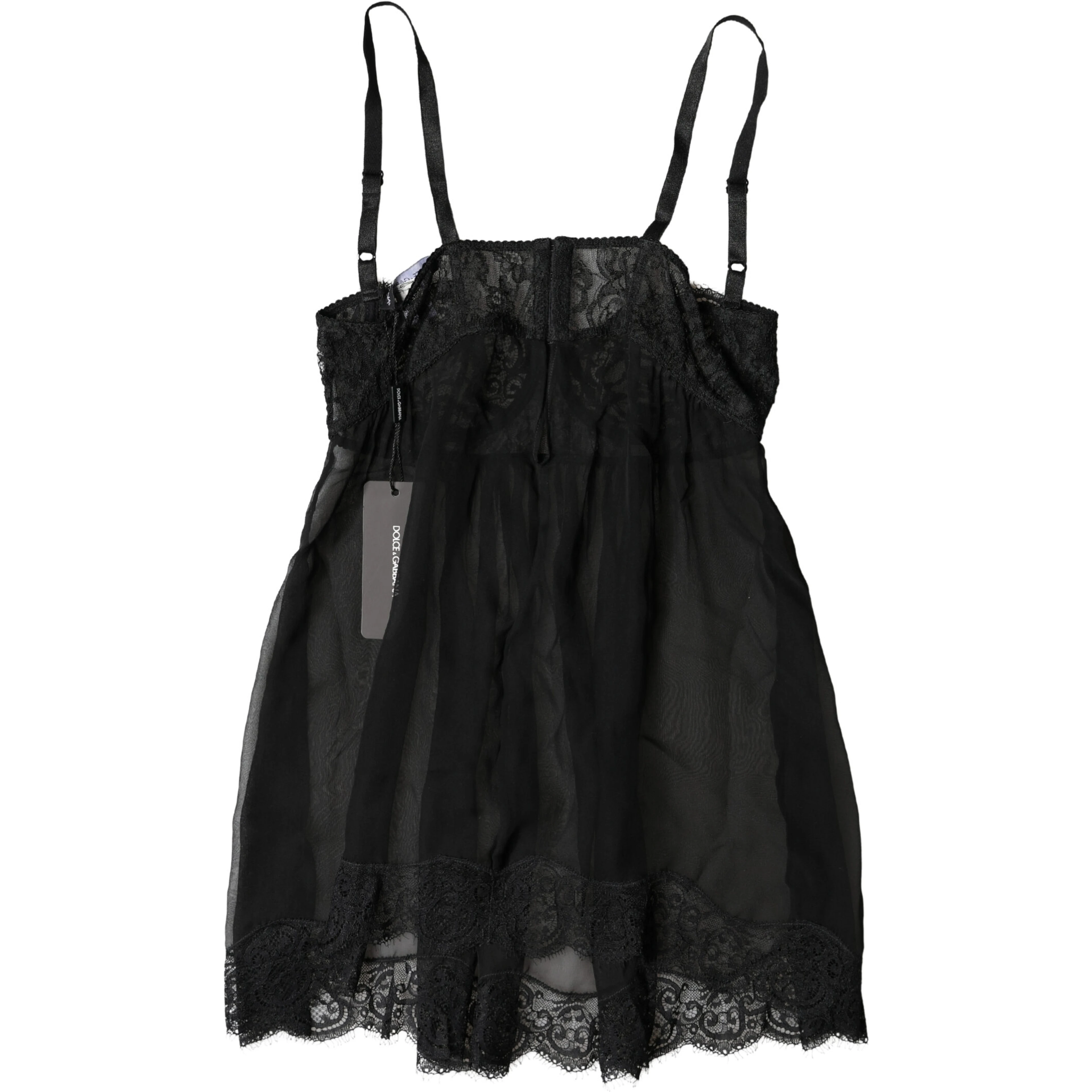 Black Silk Floral Lace Lingerie Top Underwear