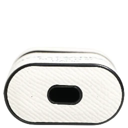 White Calf Leather Logo Flip Holder Strap Airpods Case