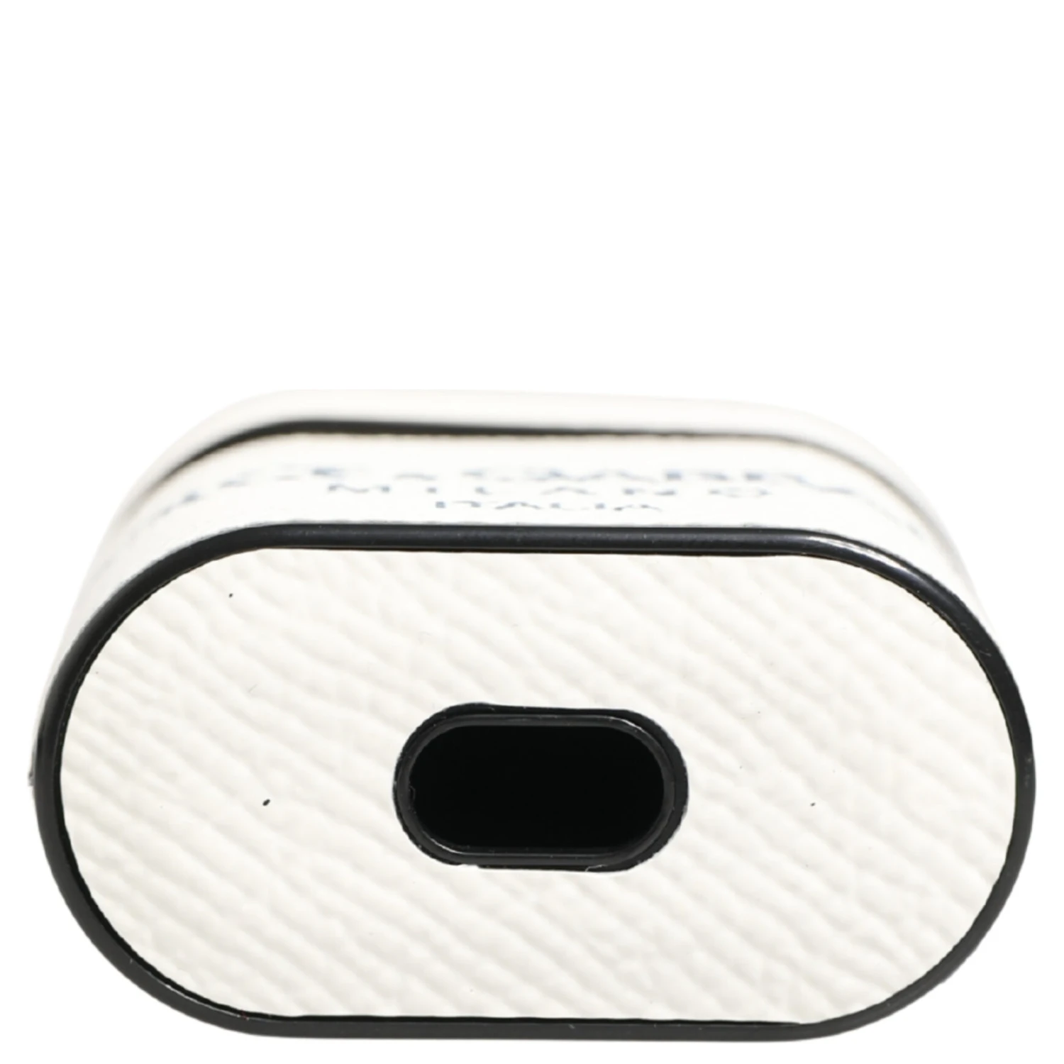 White Calf Leather Logo Flip Holder Strap Airpods Case