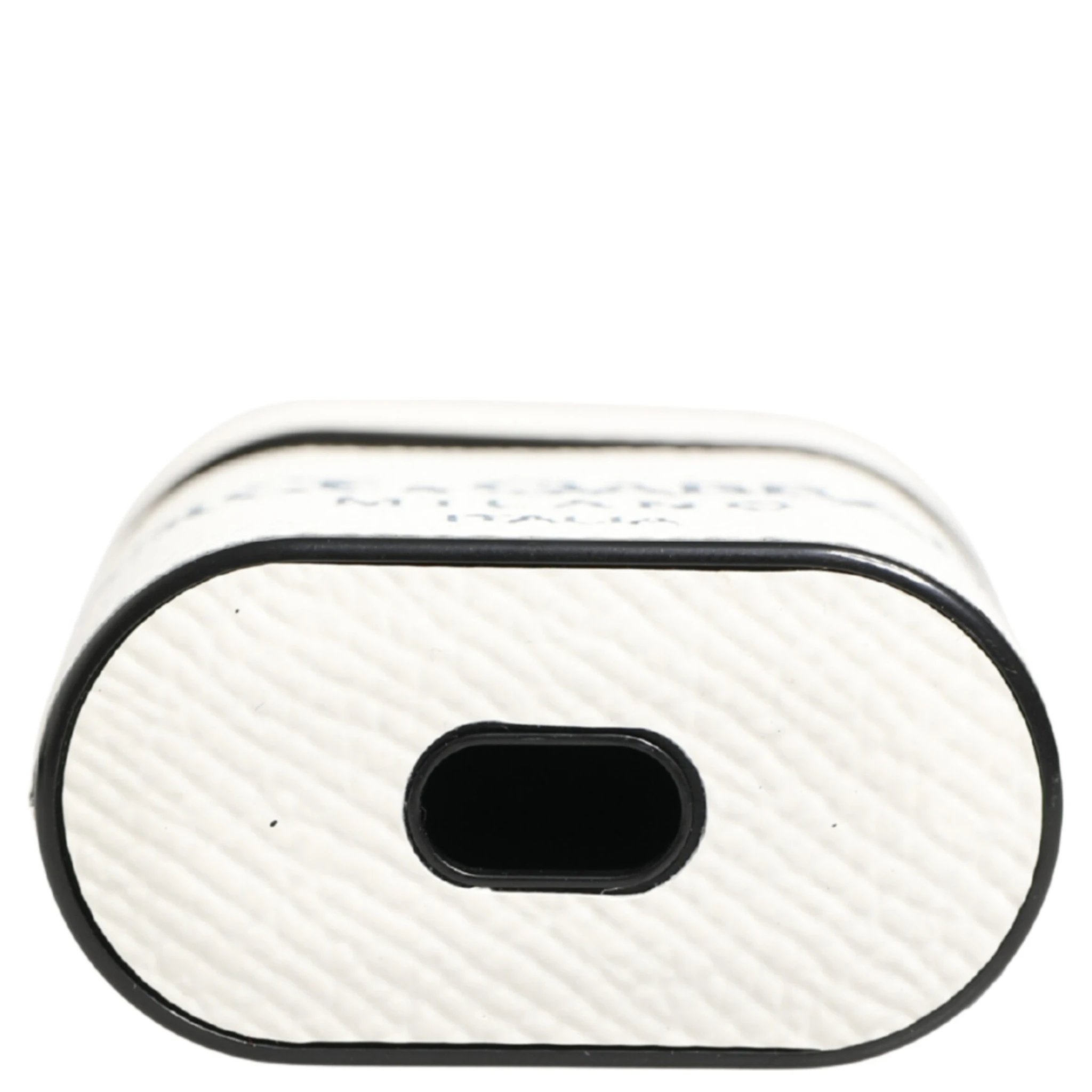 White Calf Leather Logo Flip Holder Strap Airpods Case