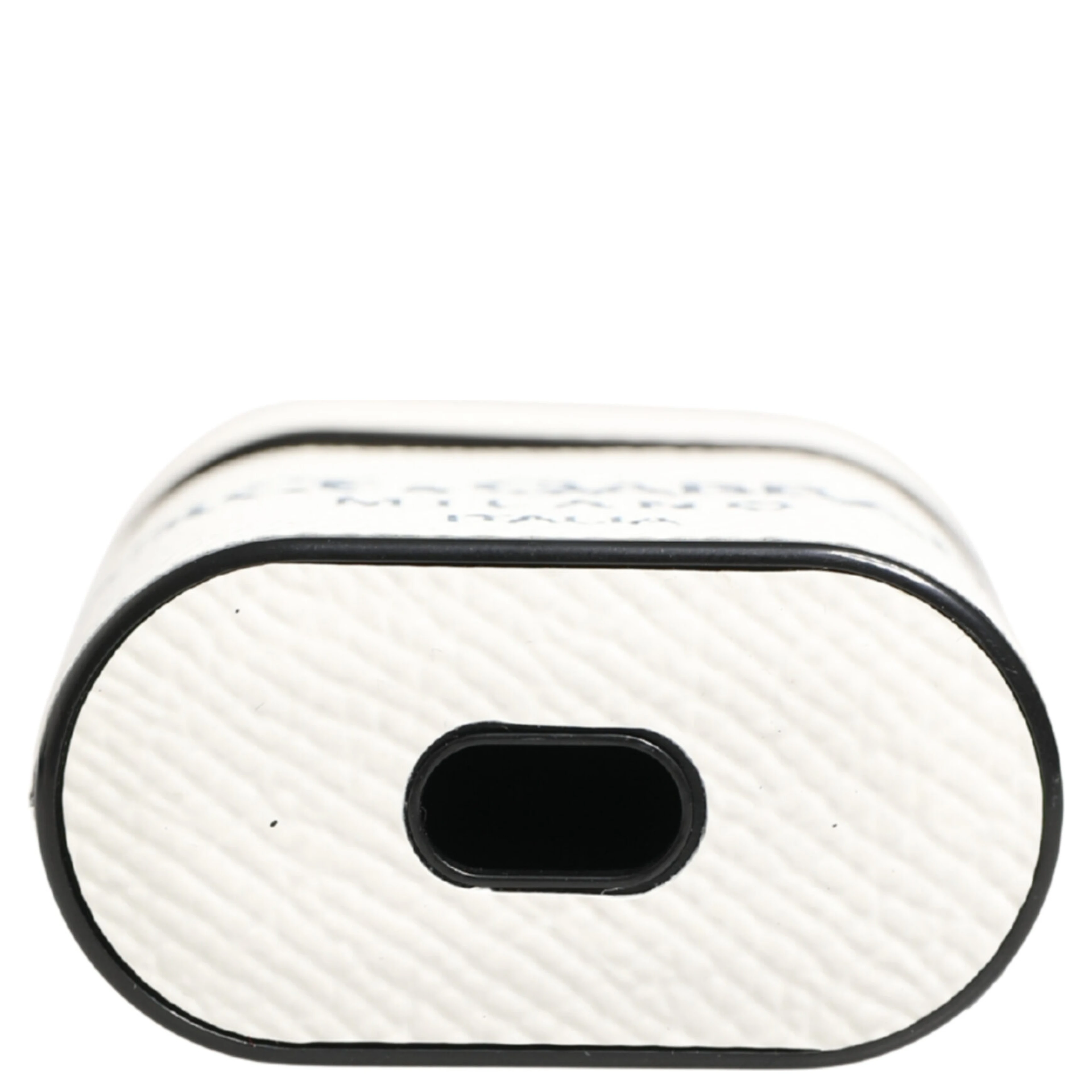 White Calf Leather Logo Flip Holder Strap Airpods Case