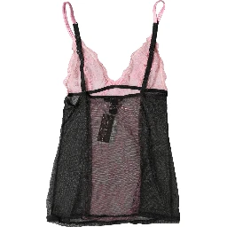 Black Pink Floral Lace Lingerie Top Underwear