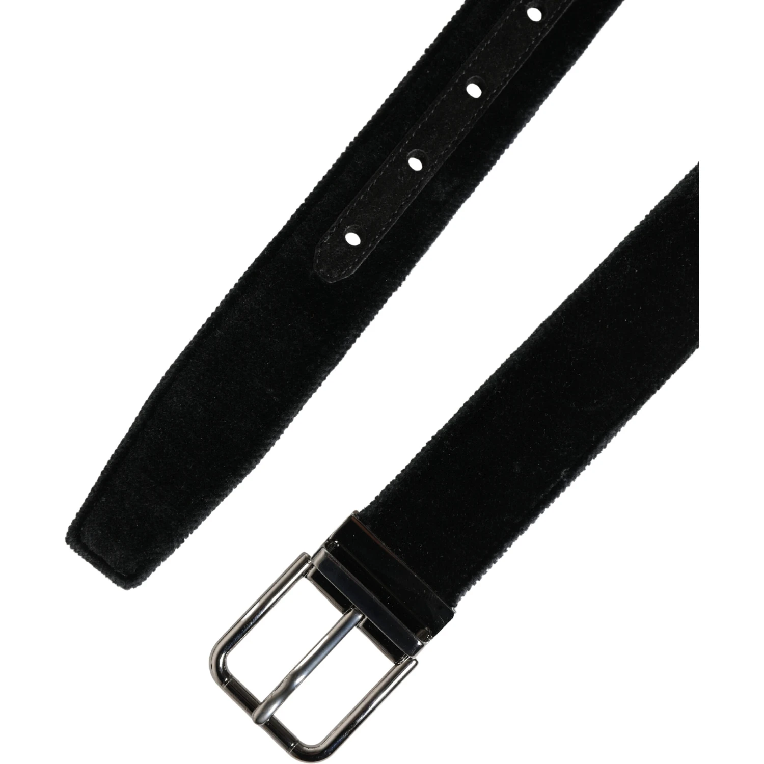 Black Suede Silver Tone Metal Buckle Men Belt