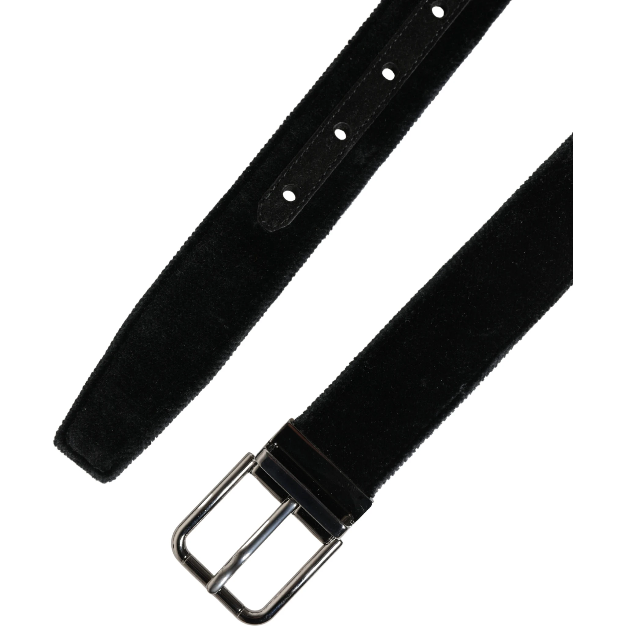 Black Suede Silver Tone Metal Buckle Men Belt