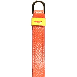 Yellow Calf Leather Logo Flip Holder Strap Airpods Case