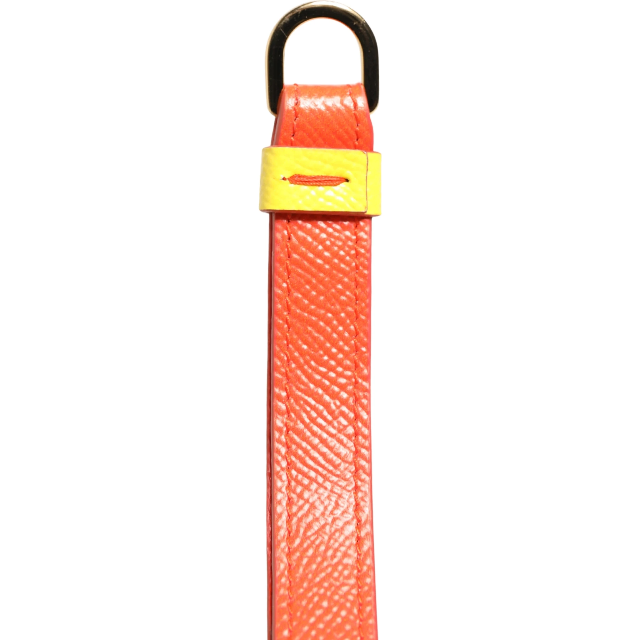 Yellow Calf Leather Logo Flip Holder Strap Airpods Case