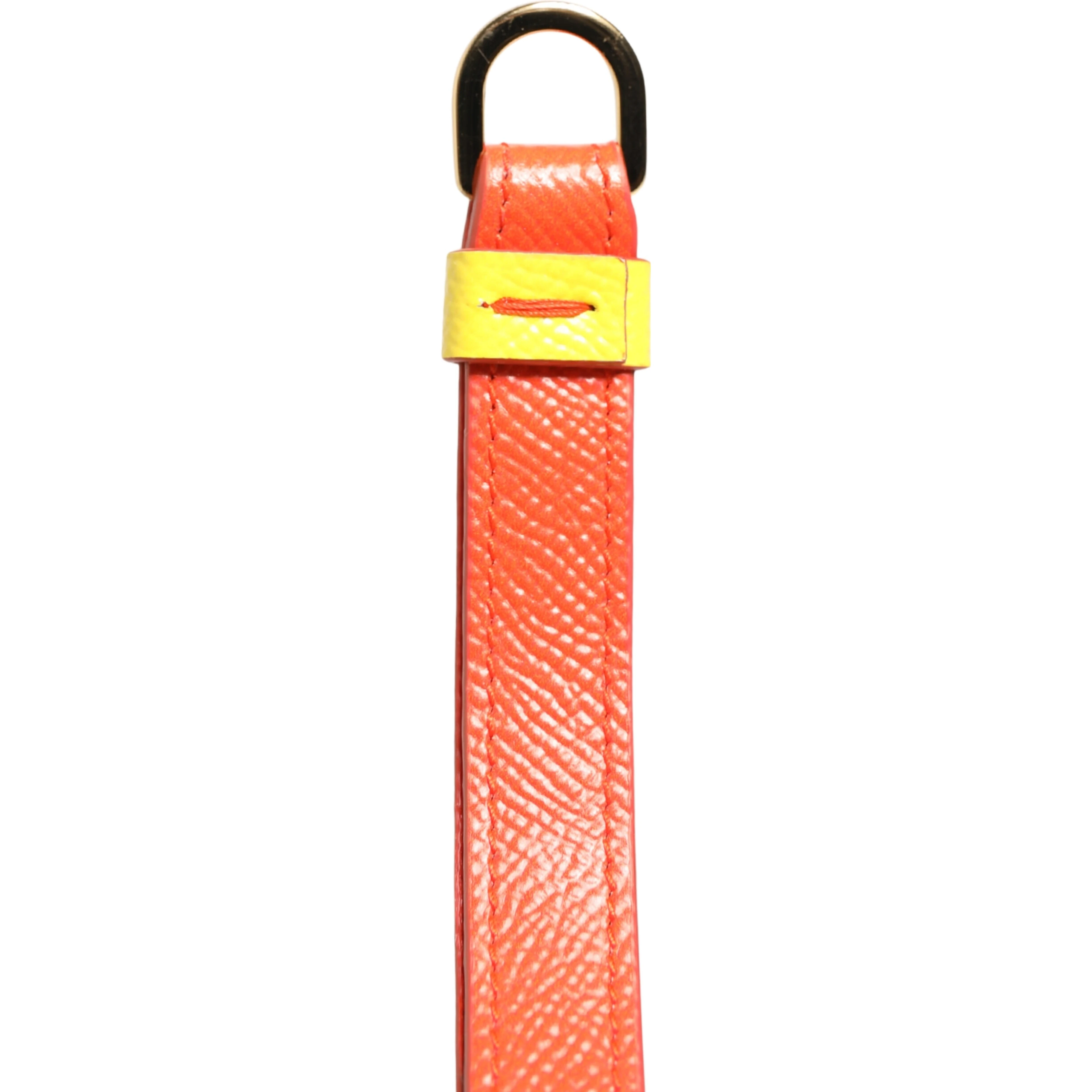 Yellow Calf Leather Logo Flip Holder Strap Airpods Case