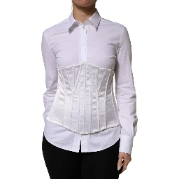 White Polyamide Waist Cincher Bustier Corset Top