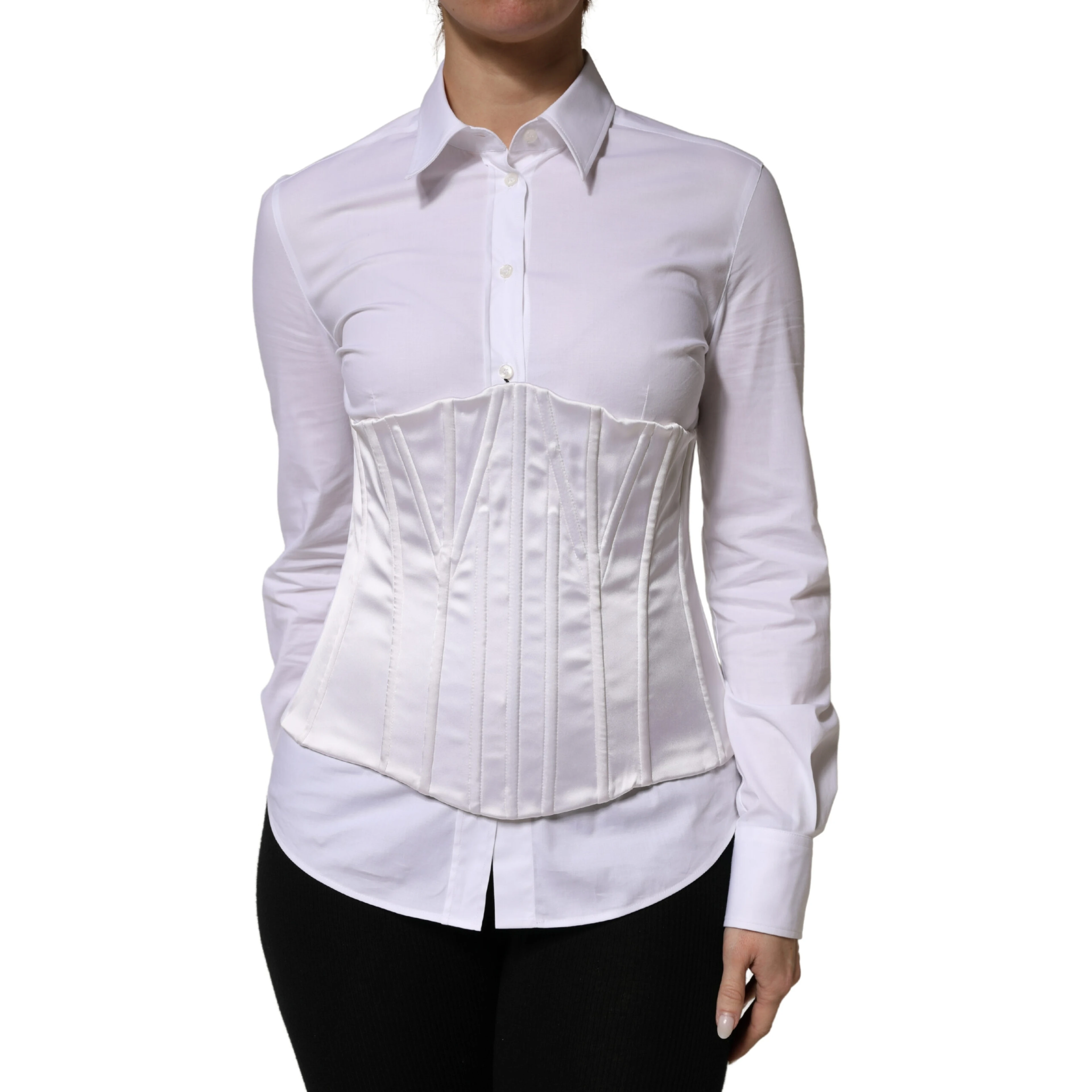 White Polyamide Waist Cincher Bustier Corset Top
