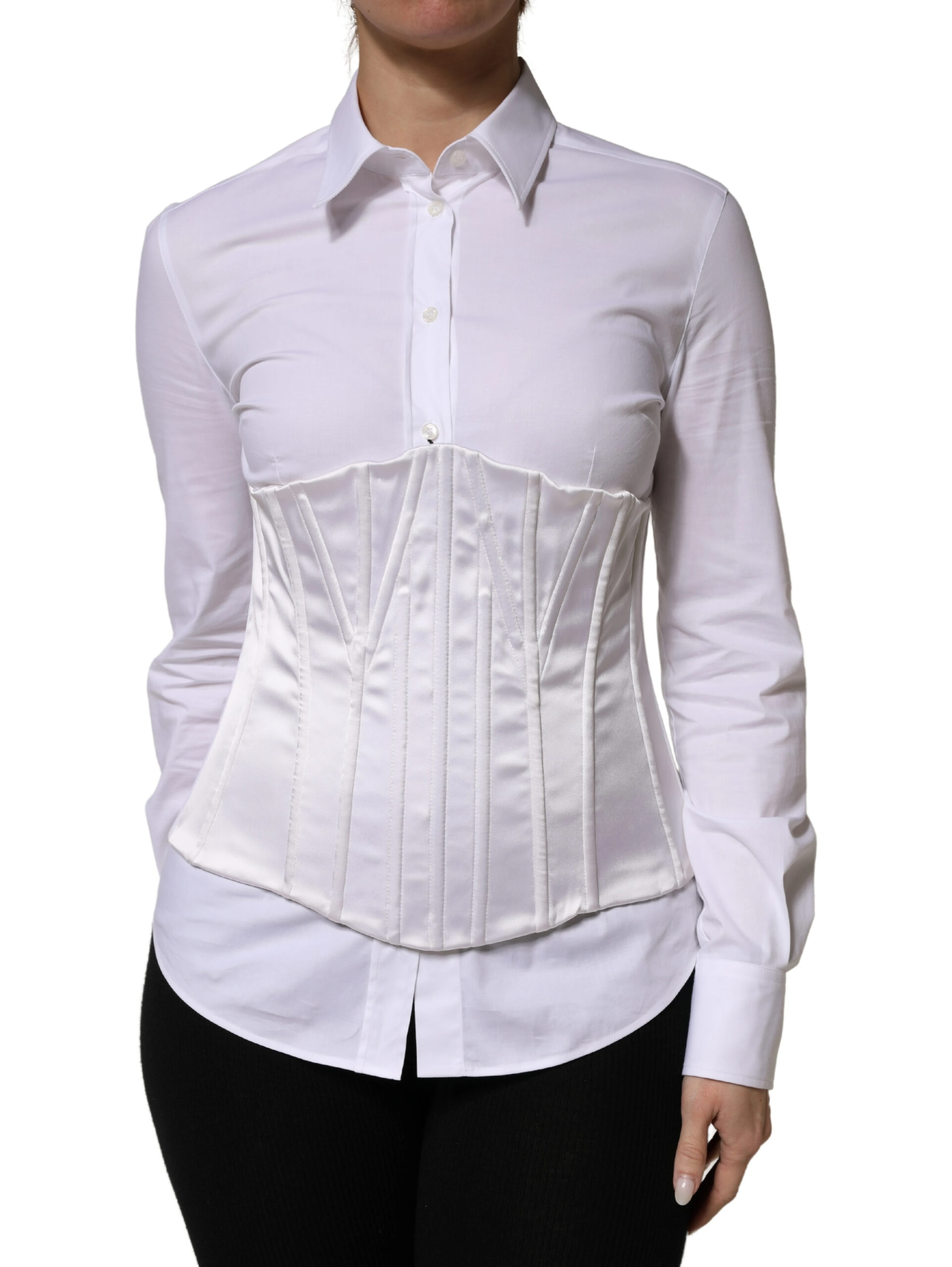 White Polyamide Waist Cincher Bustier Corset Top
