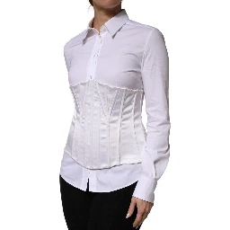 White Polyamide Waist Cincher Bustier Corset Top