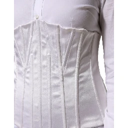 White Polyamide Waist Cincher Bustier Corset Top