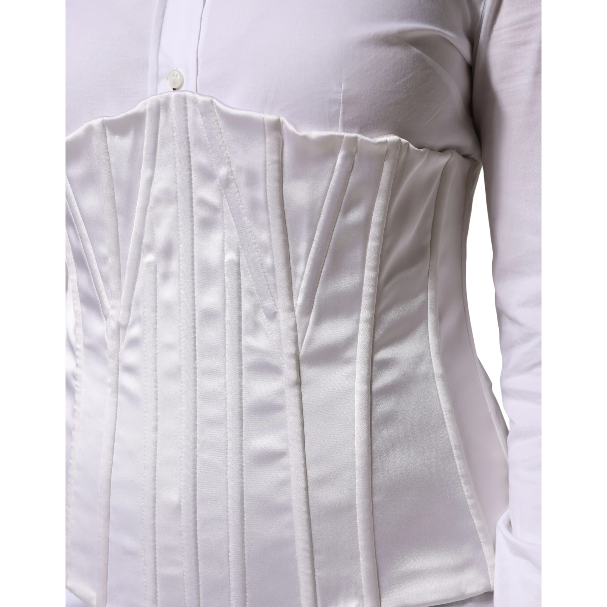 White Polyamide Waist Cincher Bustier Corset Top