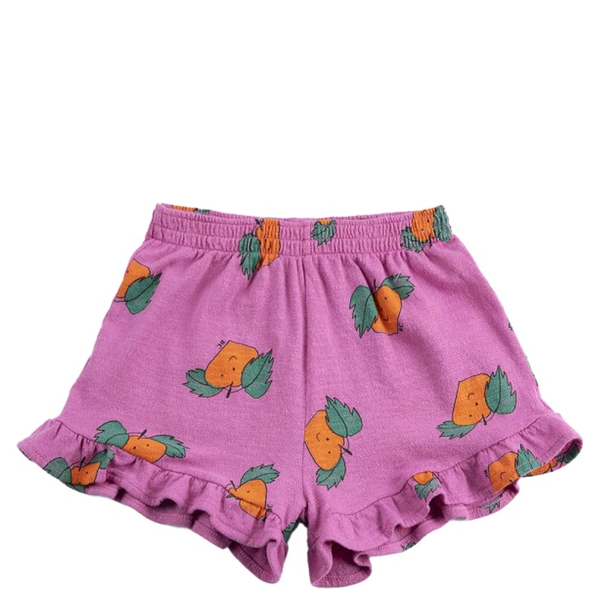 شورت قصير مكشكش بلون اليوسفي بالكامل