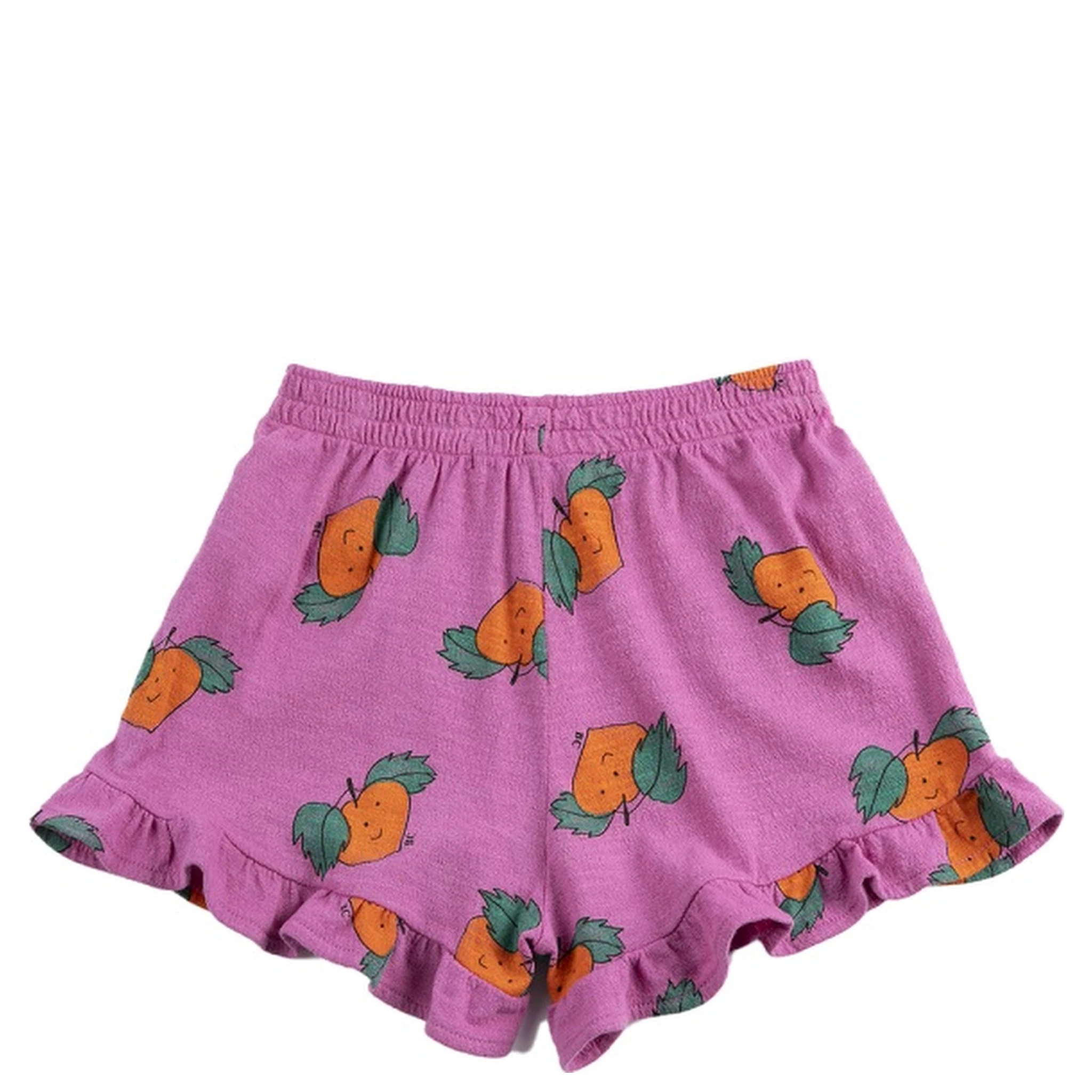 شورت قصير مكشكش بلون اليوسفي بالكامل