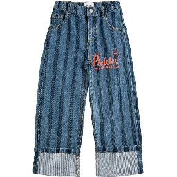 pickles the dog striped denim pants