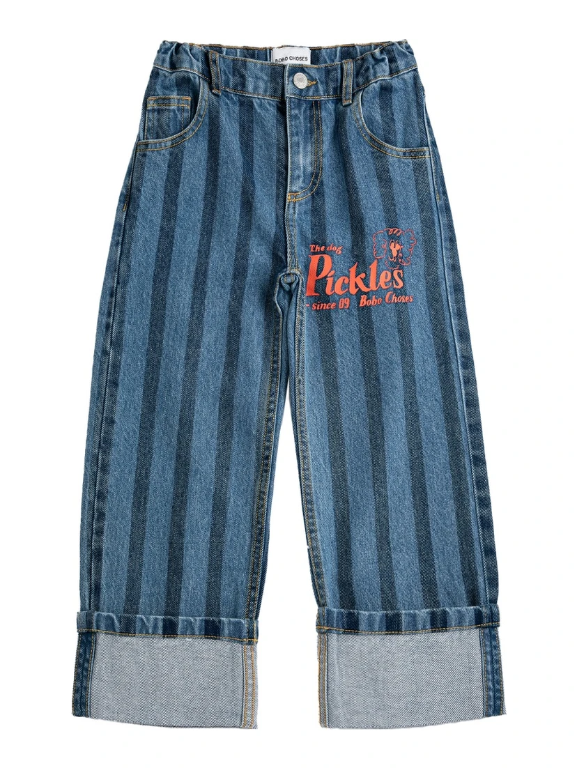 pickles the dog striped denim pants