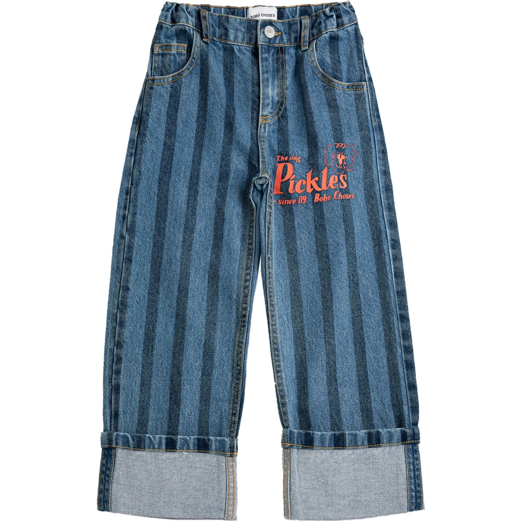 pickles the dog striped denim pants