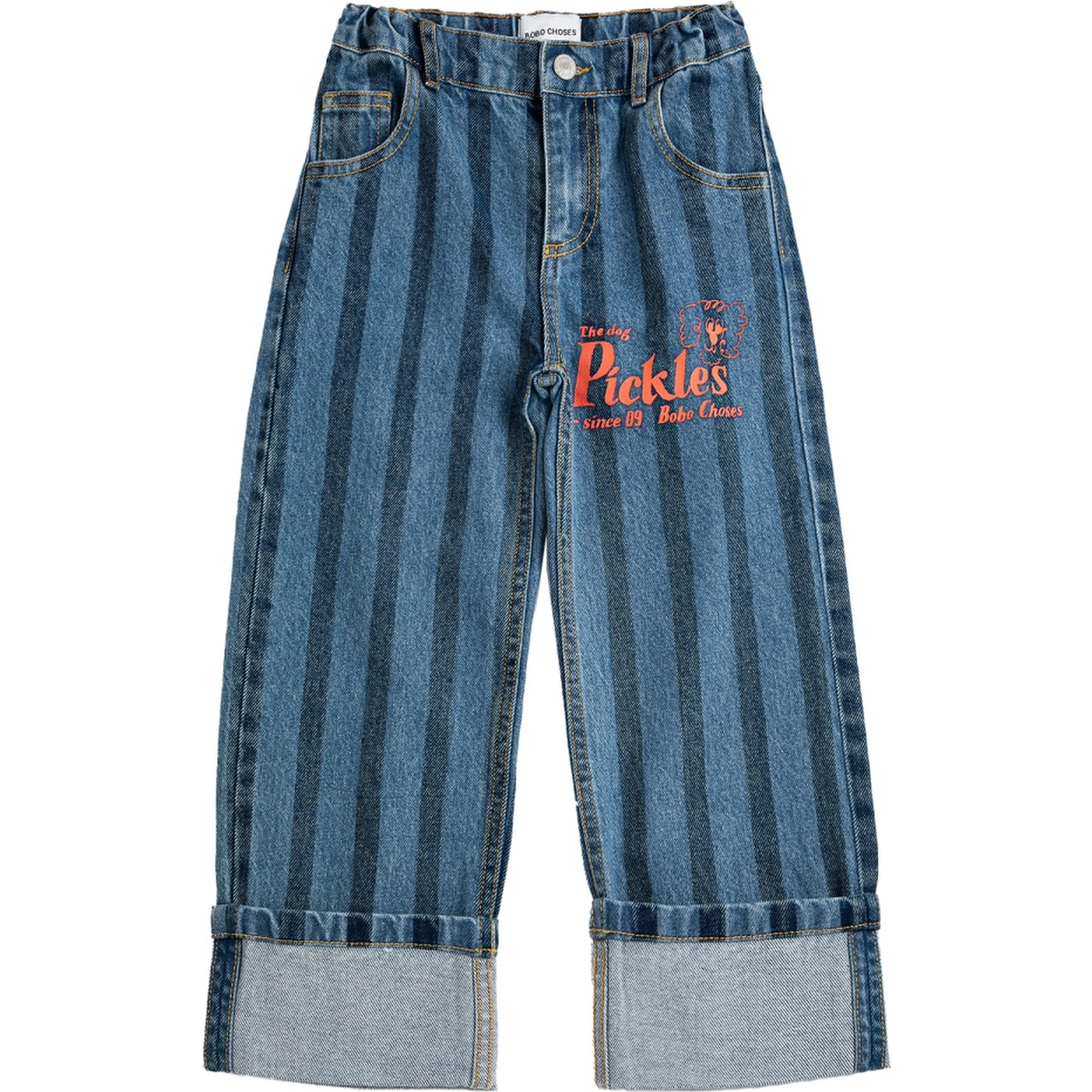 pickles the dog striped denim pants