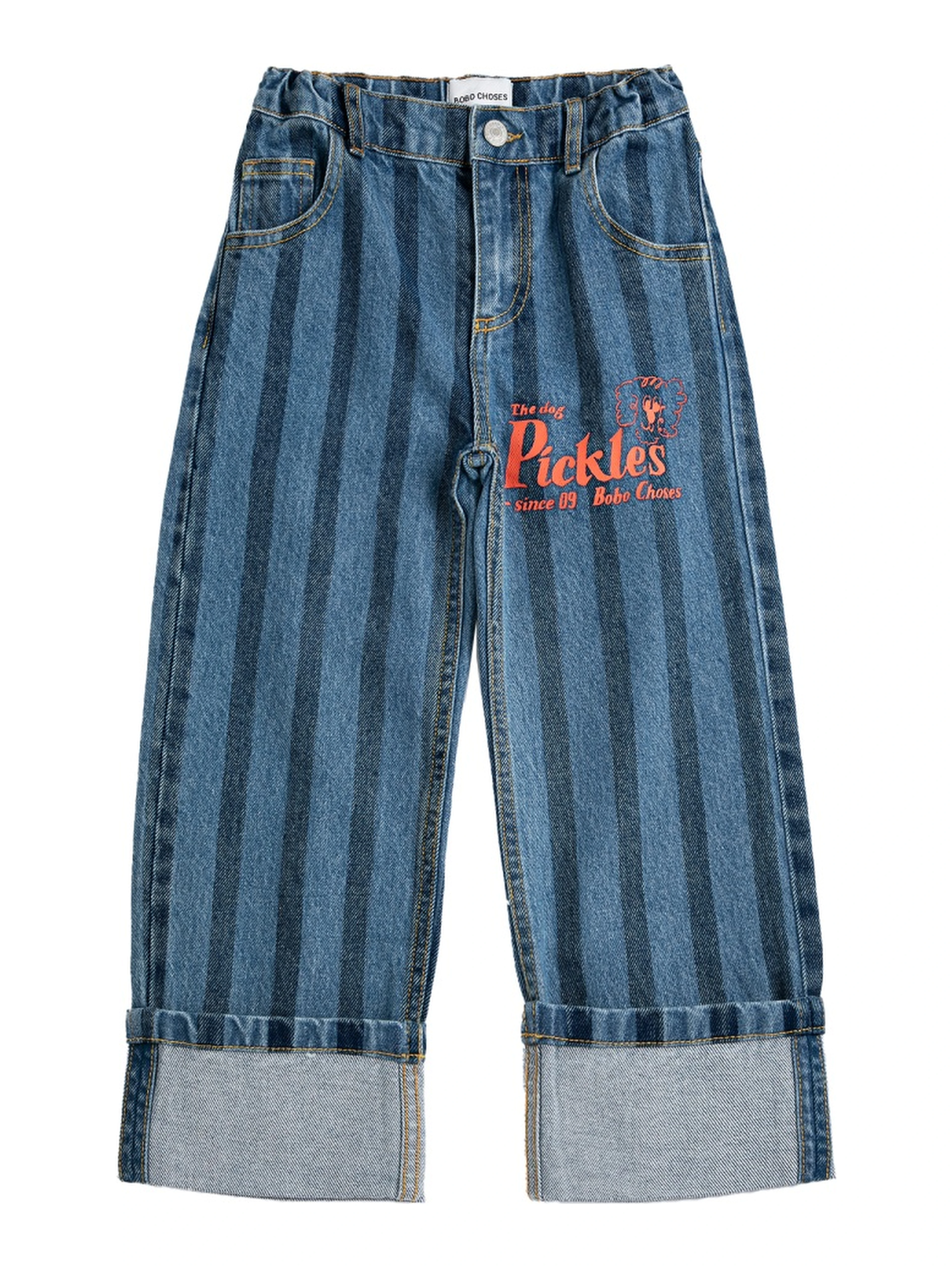 pickles the dog striped denim pants