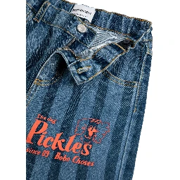 pickles the dog striped denim pants