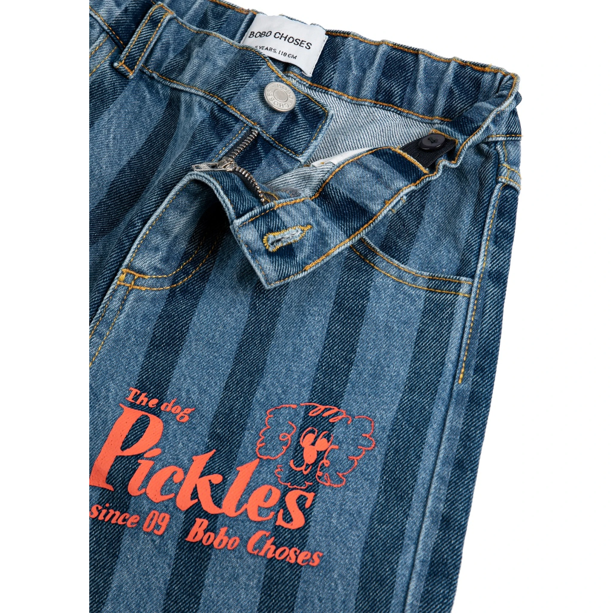 pickles the dog striped denim pants