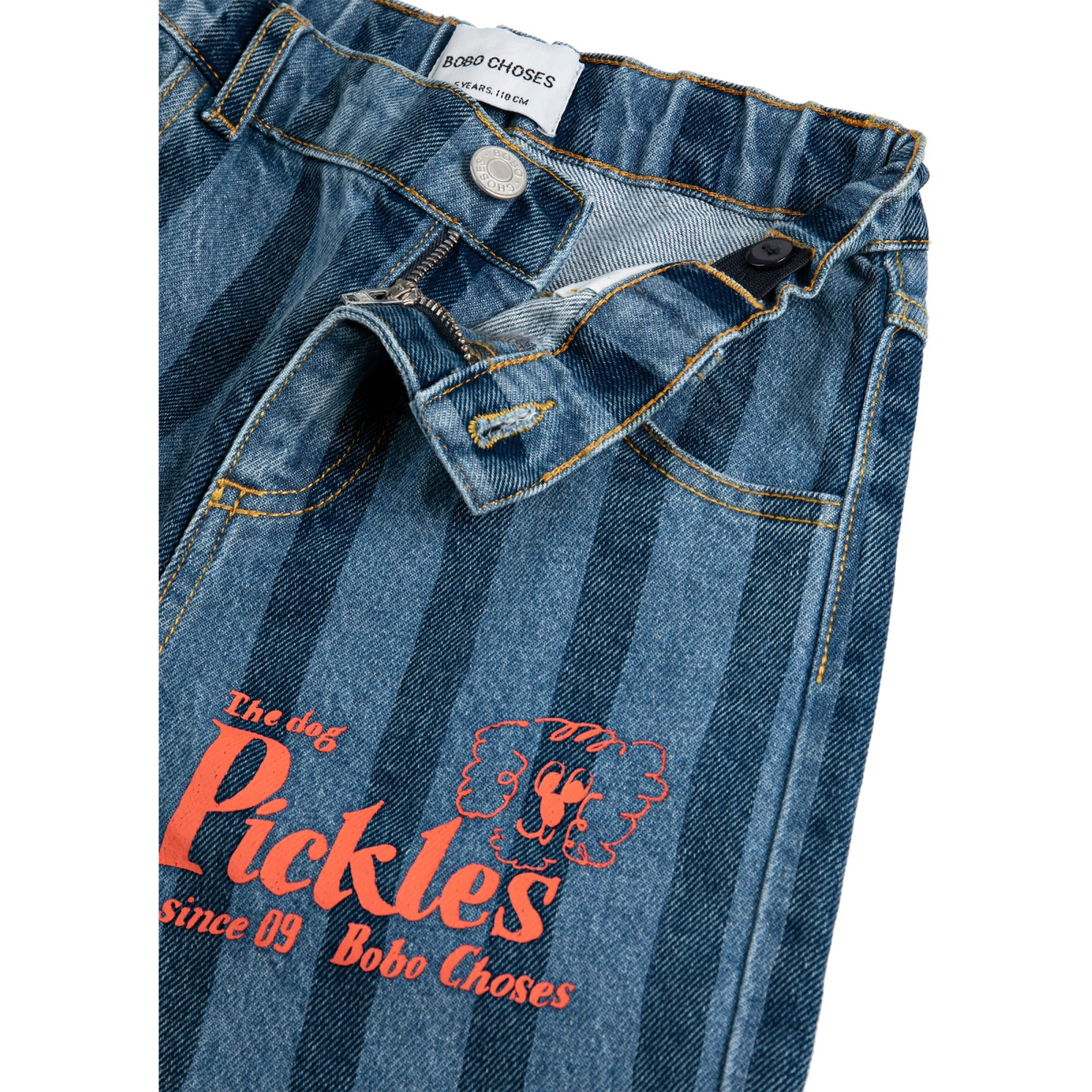pickles the dog striped denim pants