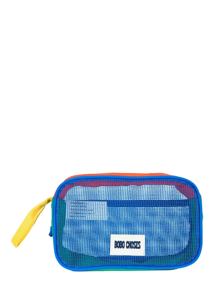 "COLOR BLOCK MESH" CLUTCH BAG