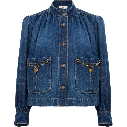 GIACCA ARRICCIATA A COLLO ALTO IN DENIM