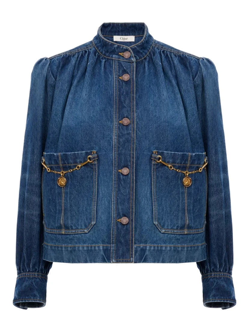 GIACCA ARRICCIATA A COLLO ALTO IN DENIM