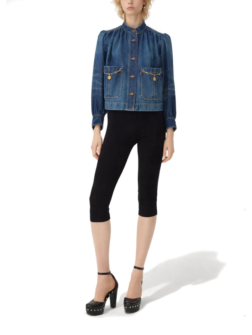GIACCA ARRICCIATA A COLLO ALTO IN DENIM