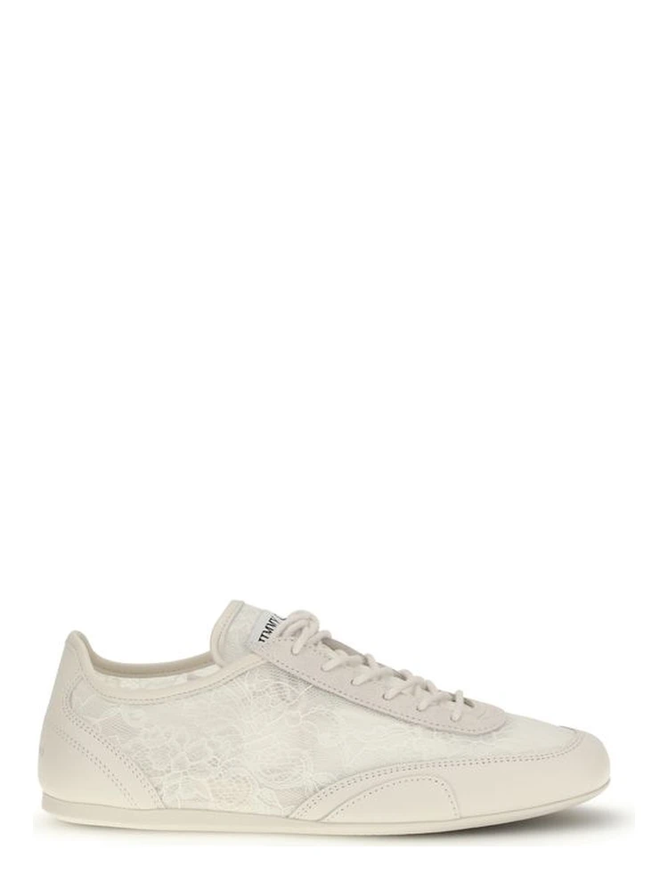 Beige Calf Leather Bos Taurus Athletic Sneakers