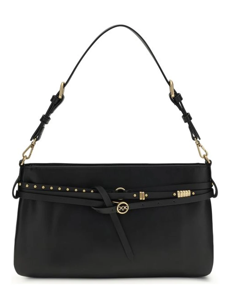 حقيبة كتف بوس توروس من جلد العجل الأسود