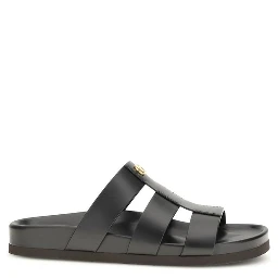 Black Calf Leather Bos Taurus Sandals