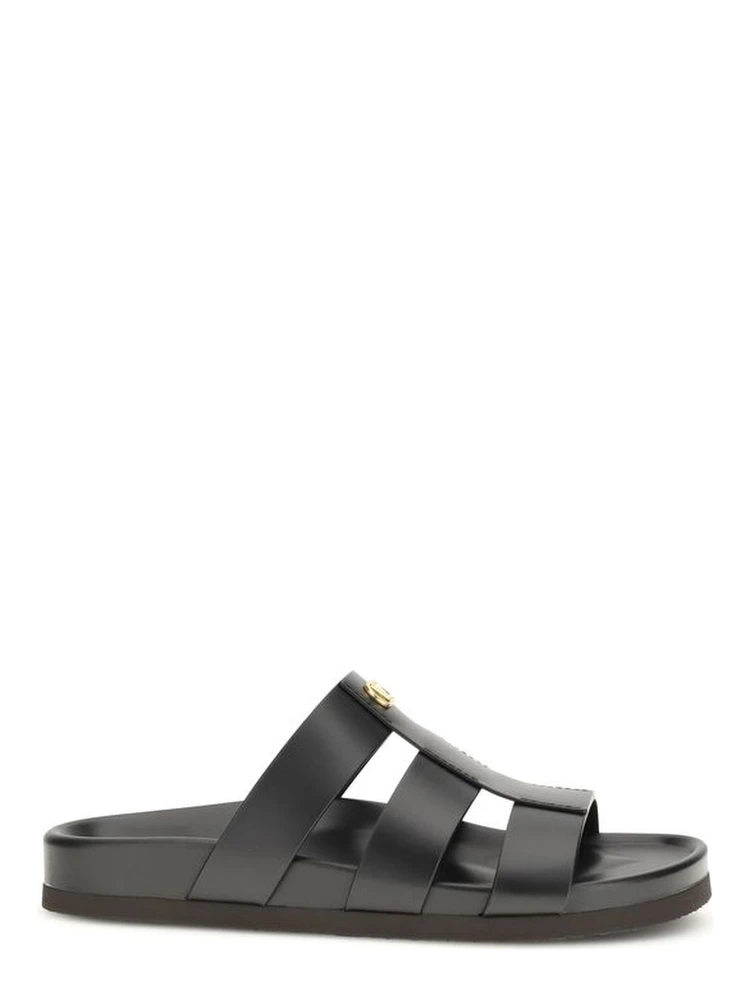Black Calf Leather Bos Taurus Sandals