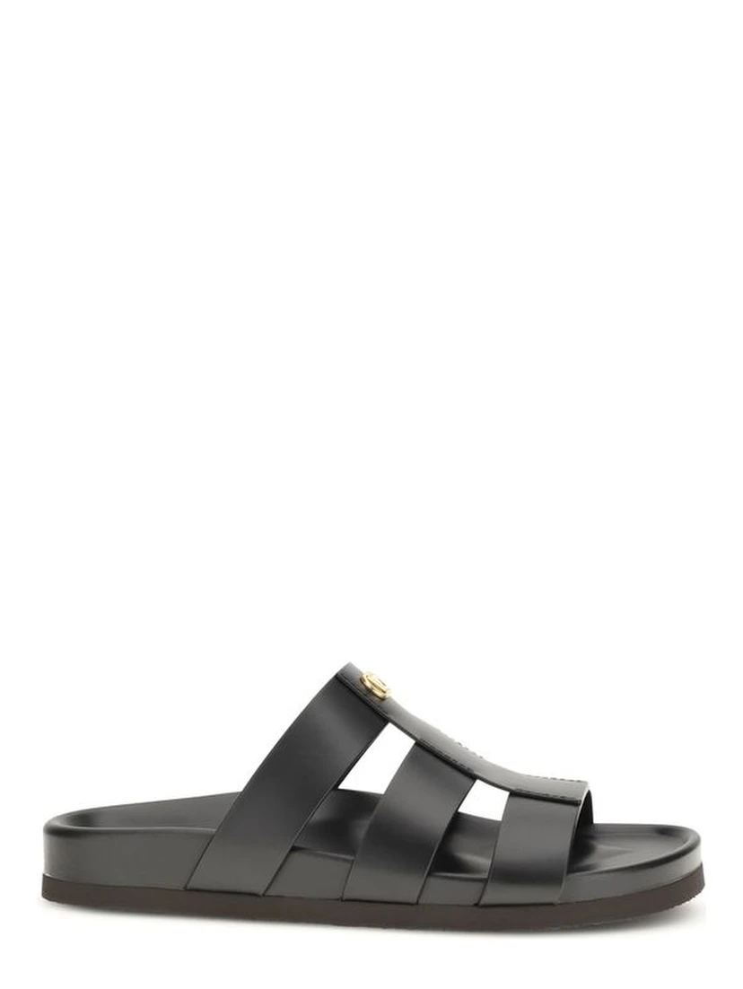 Black Calf Leather Bos Taurus Sandals