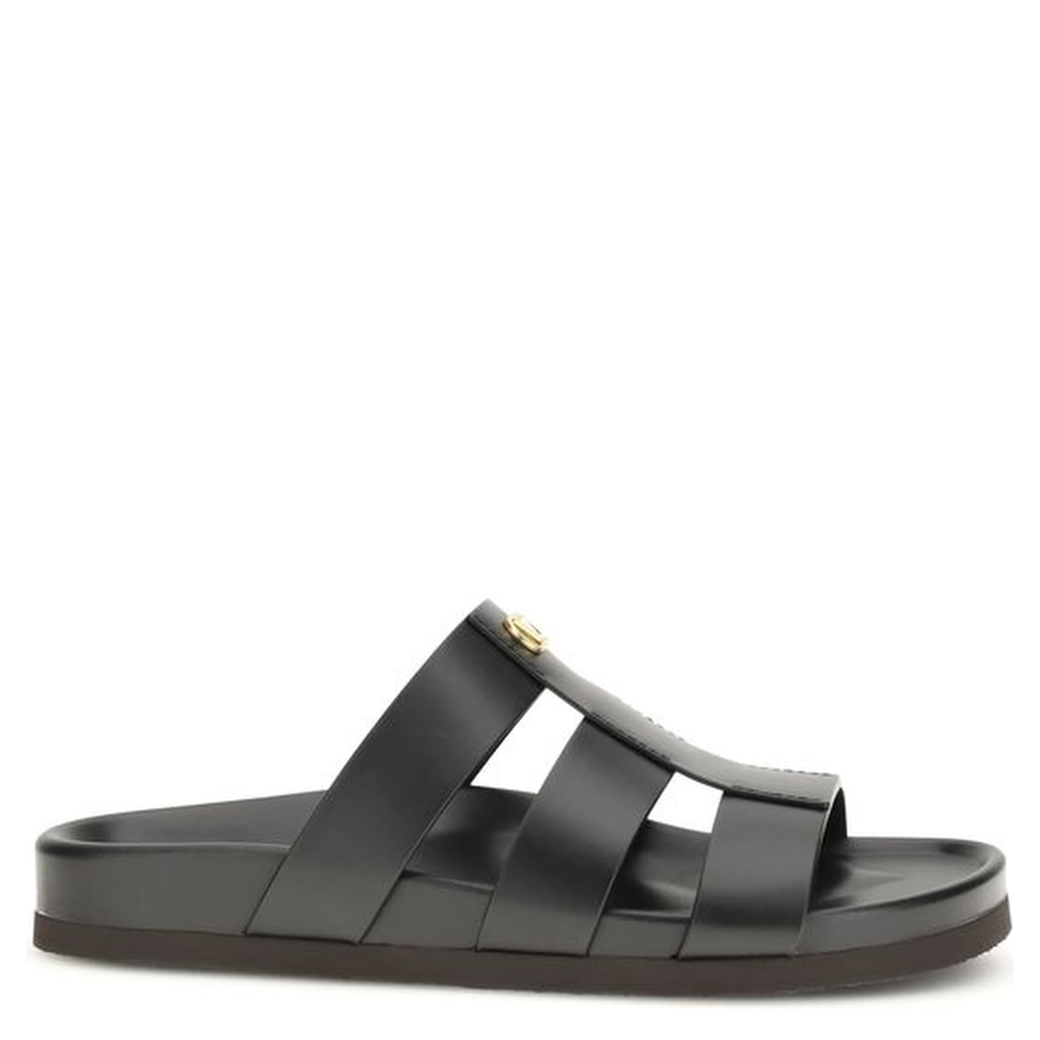 Black Calf Leather Bos Taurus Sandals