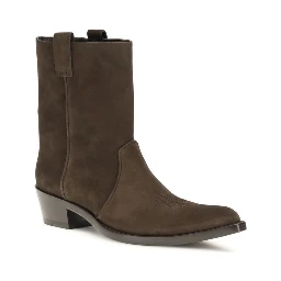 حذاء بوت للكاحل من جلد العجل البني من ماركة بوس توروس