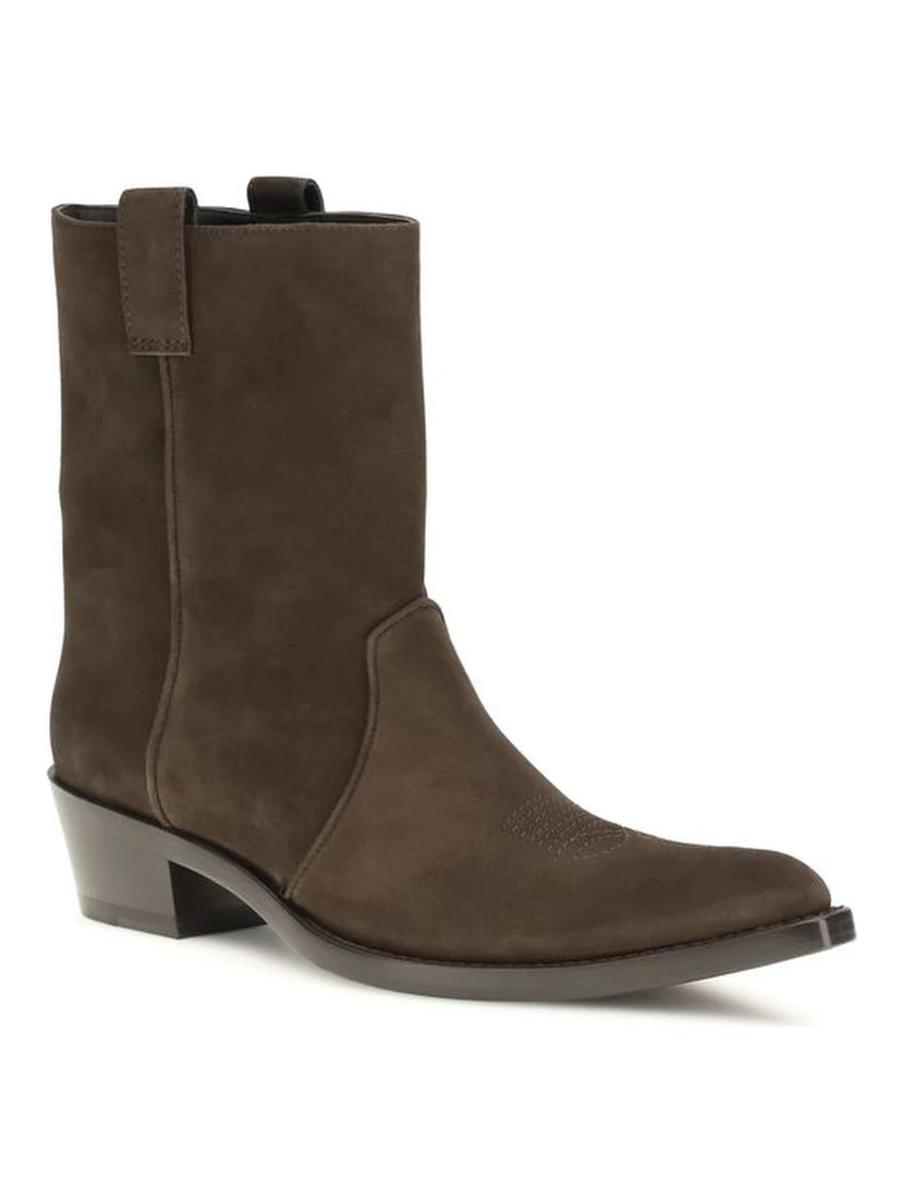 حذاء بوت للكاحل من جلد العجل البني من ماركة بوس توروس