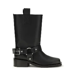 حذاء بوت أسود من جلد العجل من ماركة بوس توروس برباط