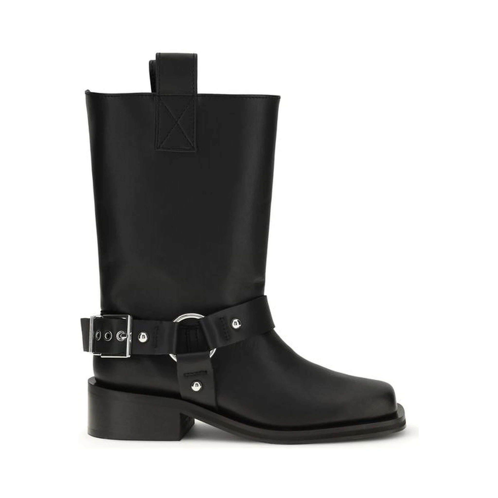 حذاء بوت أسود من جلد العجل من ماركة بوس توروس برباط