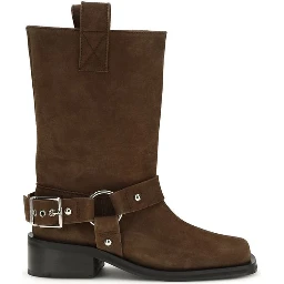 حذاء بوت من جلد العجل البني من ماركة بوس، طراز توروس، برباط