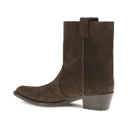 حذاء بوت للكاحل من جلد العجل البني من ماركة بوس توروس