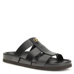 Black Calf Leather Bos Taurus Sandals