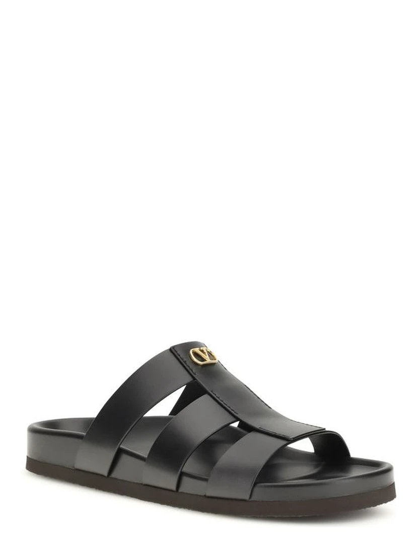 Black Calf Leather Bos Taurus Sandals